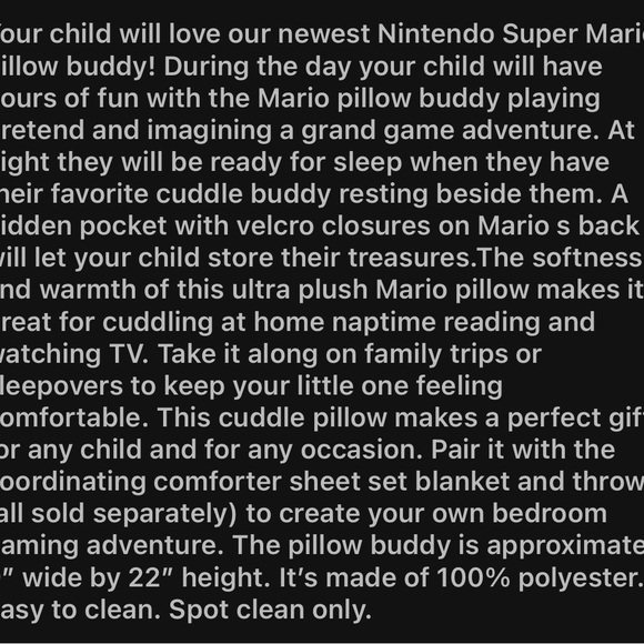 Nintendo Mario Plush Toy - Red, Blue, Brown - Picture 2 of 2